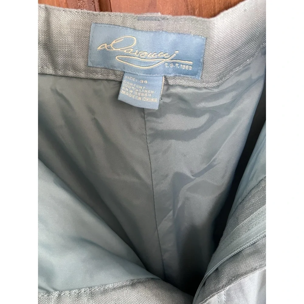 Vintage‎ Davoucci Mens 100% Linen Blue Baggy Wide Leg Pants 34x33 Old Money Y2K